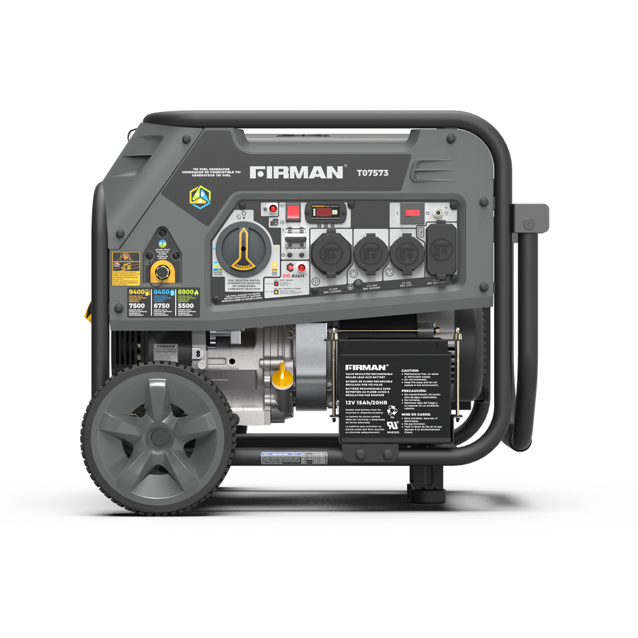 Tri Fuel Portable Generator 9400W Electric Start 120/240V with CO Aler ...