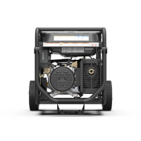 FIRMAN Power Equipment Tri Fuel Portable Generator 9400W Electric Start 120/240V with CO Alert on wheels, rear view showing engine and frame, isolated on a white background.