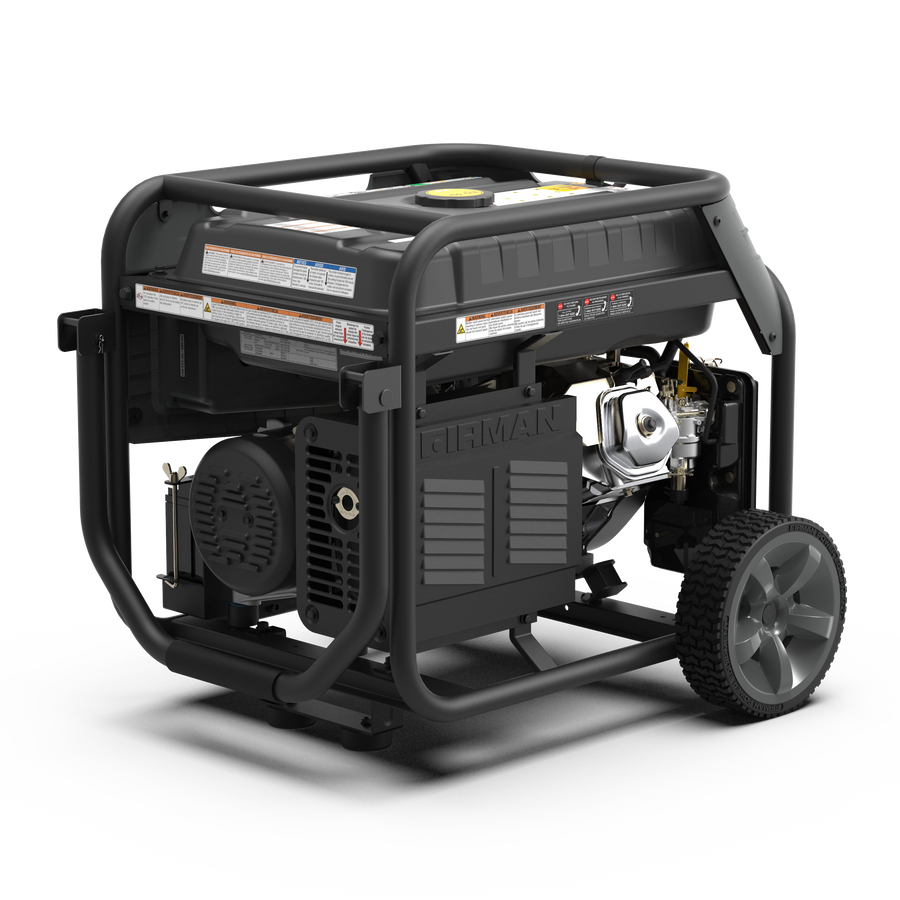 A close-up of a FIRMAN Power Equipment Tri Fuel Portable Generator 9400W Electric Start 120/240V with CO Alert.