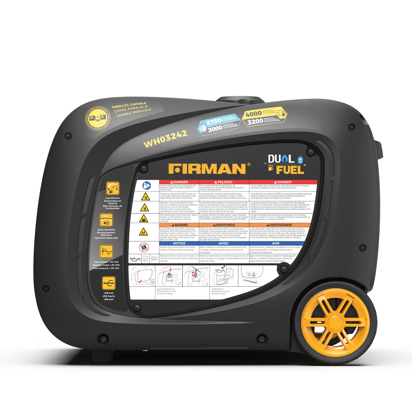 Dual Fuel Inverter Portable Generator 4000W Electric Start with CO ALE –  FIRMAN Power Equipment