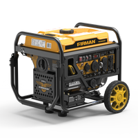 Yellow and black FIRMAN Power Equipment Inverter Open Frame Portable Generator 4500W Remote Start with CO Alert on a white background.